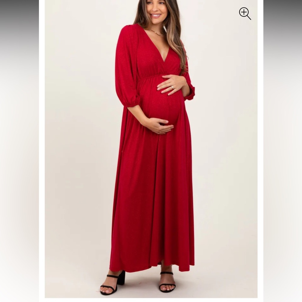 Red glitter maternity maxi dress PinkBlush